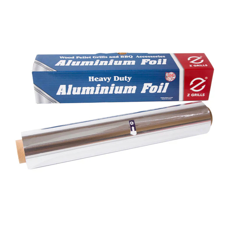 Roll of heavy-duty aluminium foil with a branded box on a white background