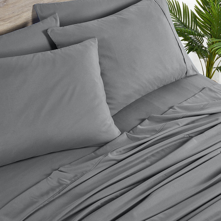 Bamboo 2000 Count Sheet Set with SnugGrip - Charcoal Grey