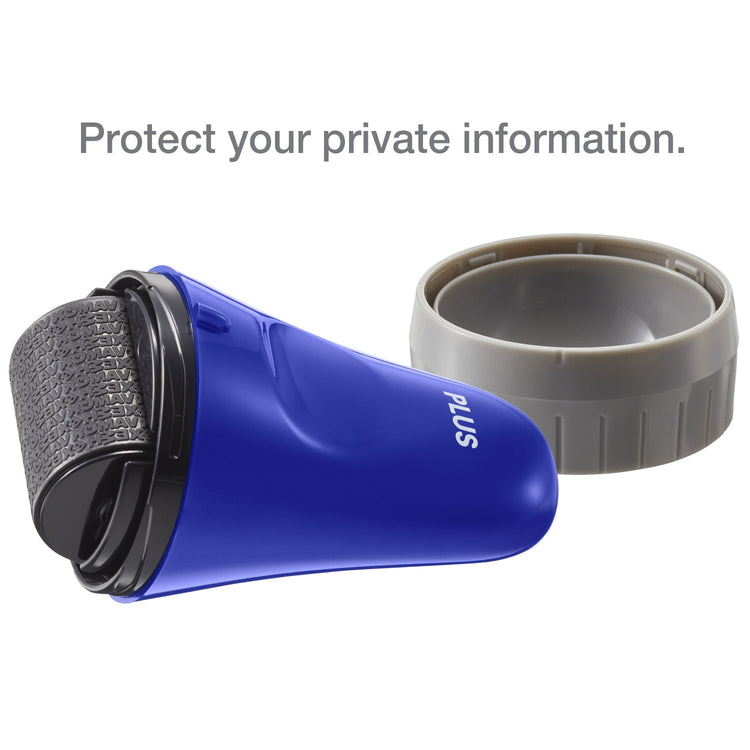 Blue and gray privacy filter with text 'Protect your private information.' on a white background