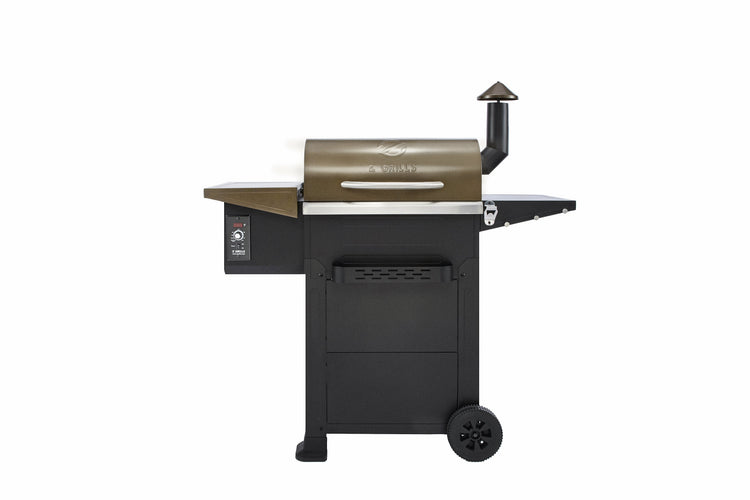 Black and gold grill on a white background