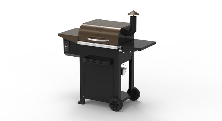 Black and bronze barbecue grill on a white background