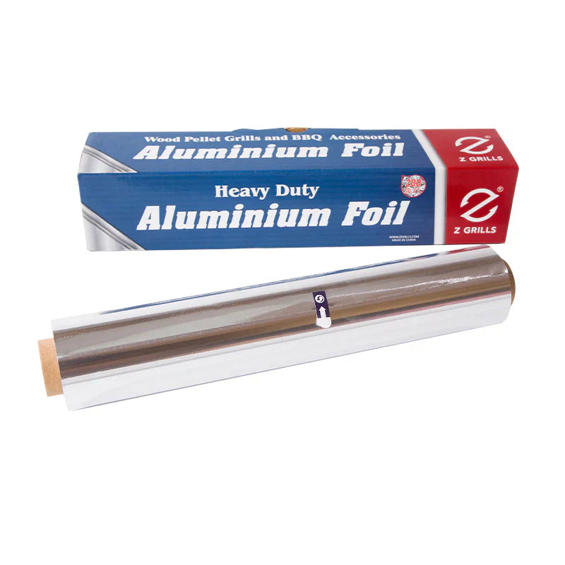 Roll of heavy-duty aluminium foil with a branded box on a white background