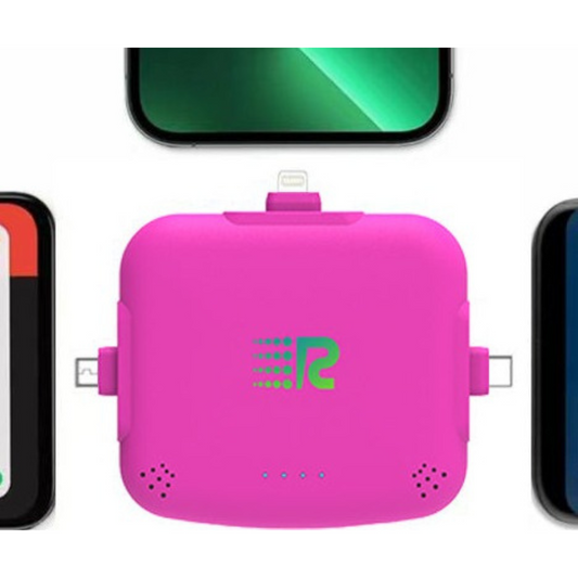 An 8-pack of Rush Charge Universe chargers in all available colors: black, white, blue, red, purple, pink, gold, and grey.