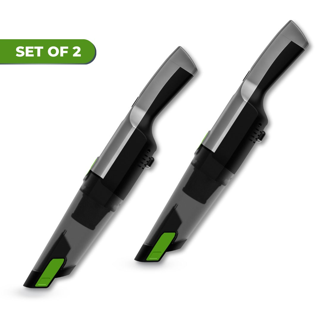 Set of two black and green window cleaning tools on a white background