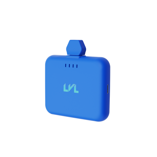 Five rectangular devices in blue, black, purple, and white on a white background