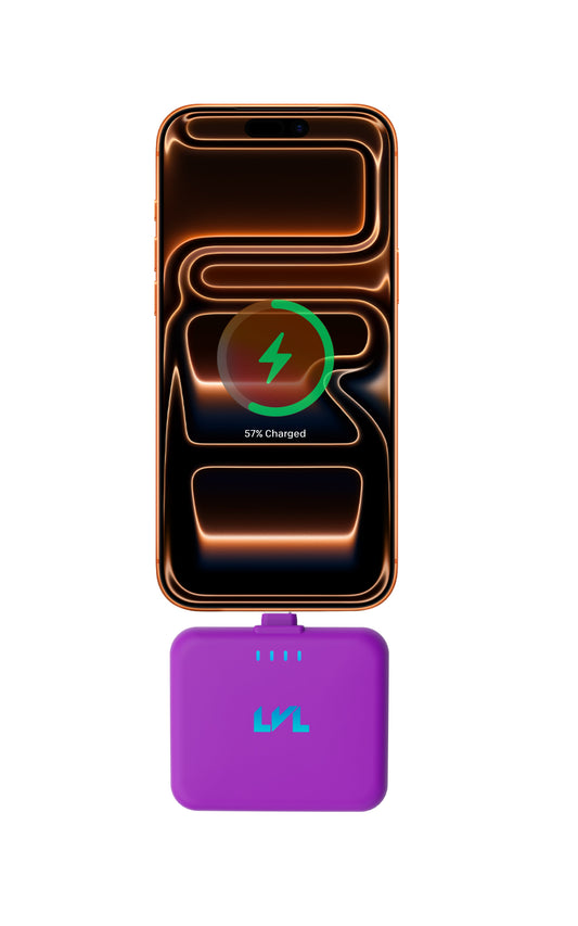 Five rectangular devices in blue, black, purple, and white on a white background