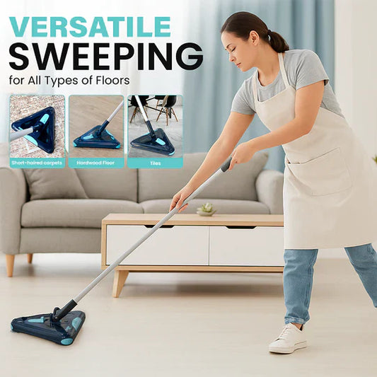 Mop with a black head and gray handle on a white background
