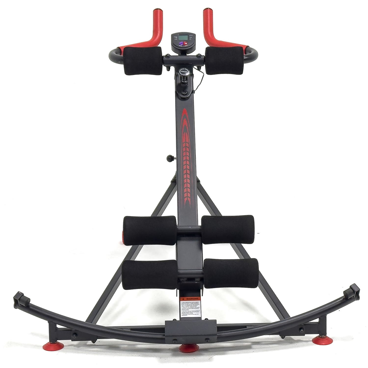 Fitness equipment with red and black design on a white background