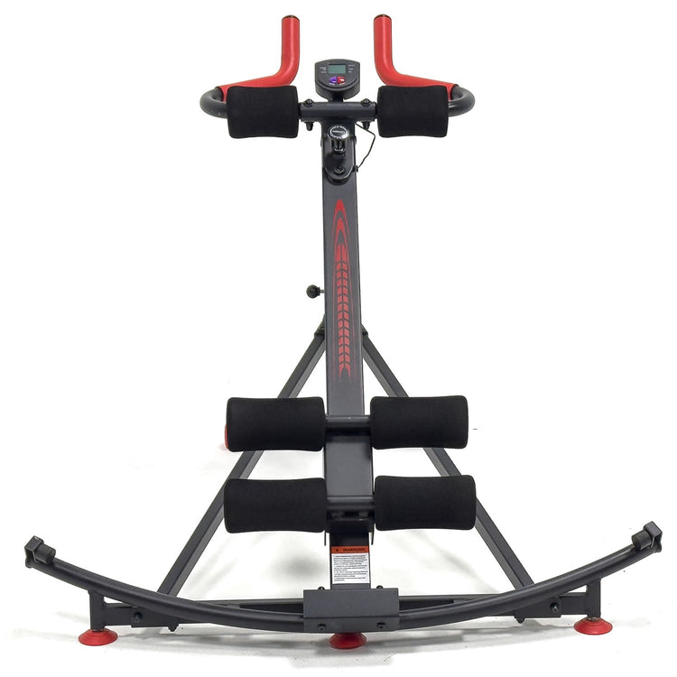Fitness equipment with red and black design on a white background
