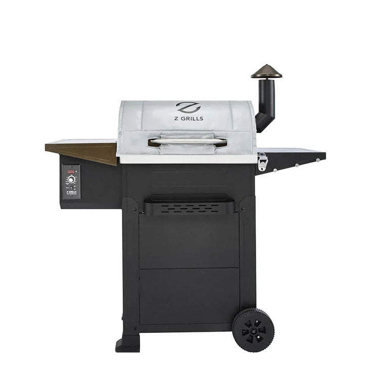 Black and silver grill with Z Grills logo on a white background